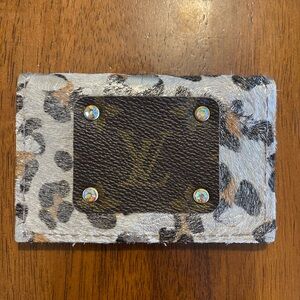 Keep It Gypsy Leopard Print Card Sleeve with Dark Brown LV Plate